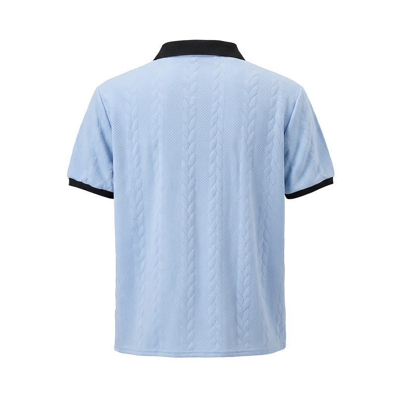 Men's Business Contrast Collar Casual Knit Polo Shirt - image 13