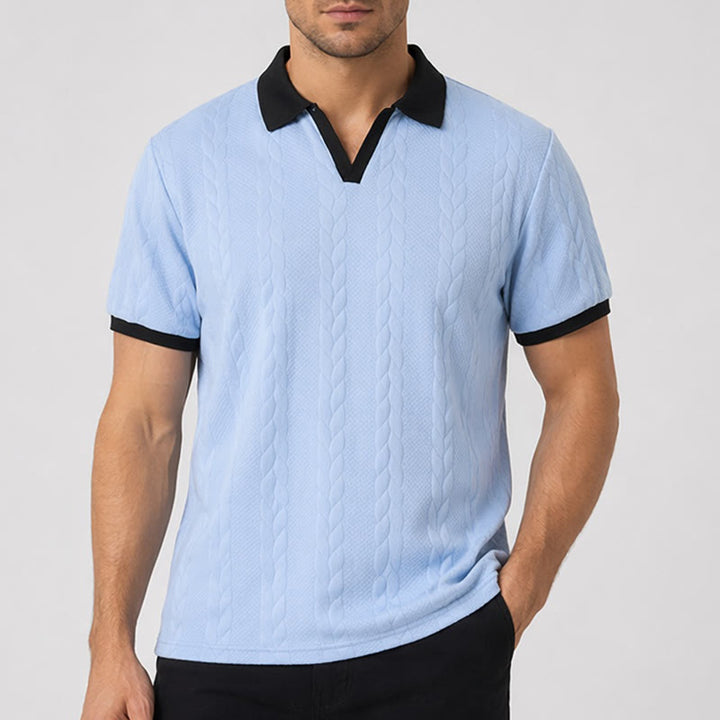 Men's Business Contrast Collar Casual Knit Polo Shirt - image 1