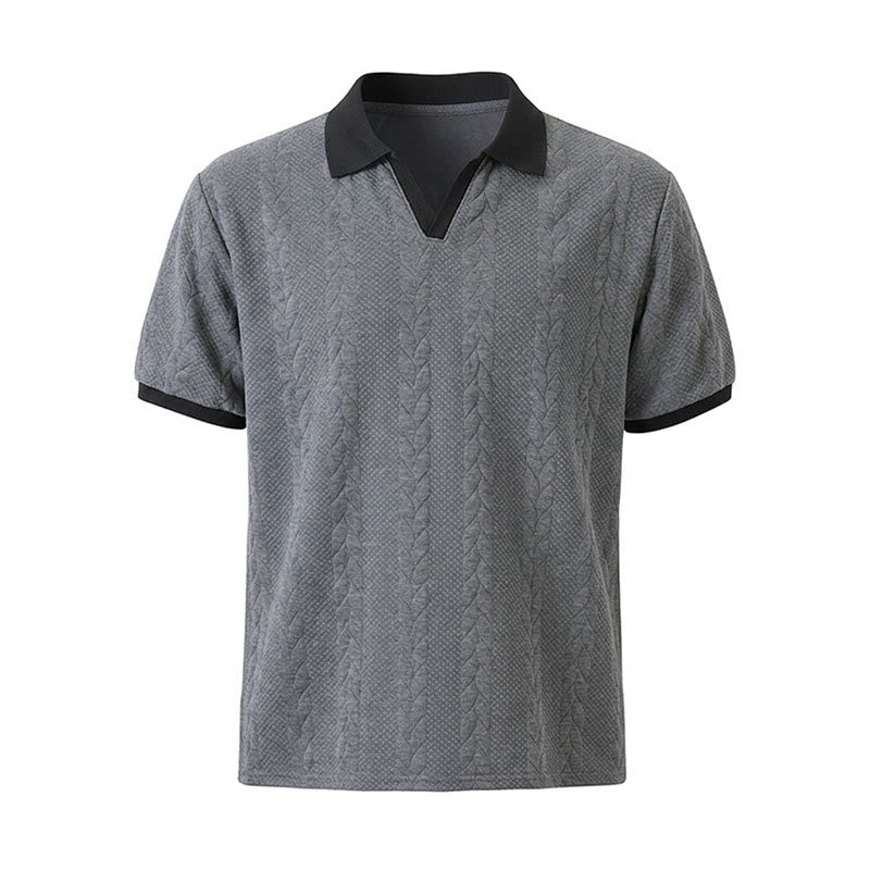 Men's Business Contrast Collar Casual Knit Polo Shirt - image 14