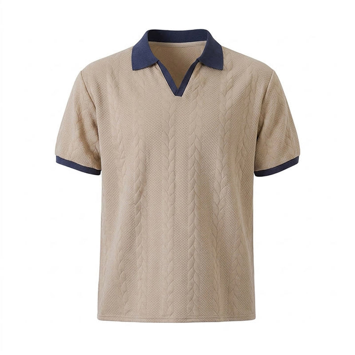 Men's Business Contrast Collar Casual Knit Polo Shirt - image 16