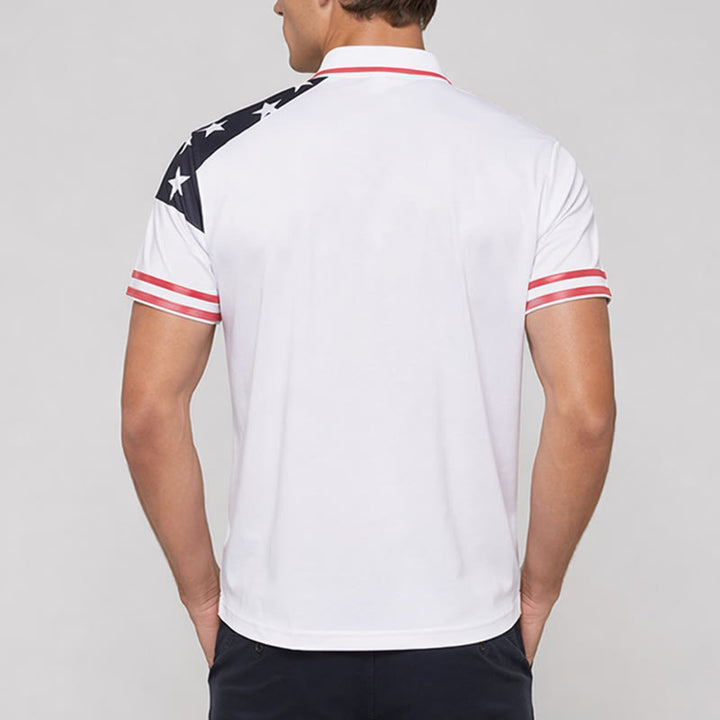 Men's Flag Inspired Patriotic Star Print Polo Shirt - image 3