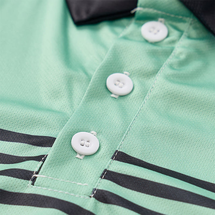 Men's Modern Black Striped Print Summer Polo Shirt - image 10