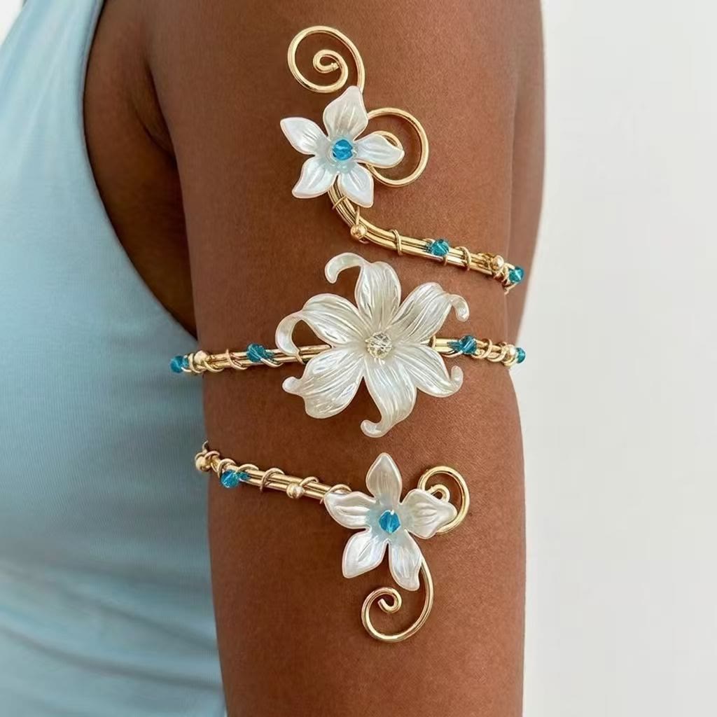 Ethereal Flower Pearl Buds Art Swirls Armlet - Style #8 - image 17