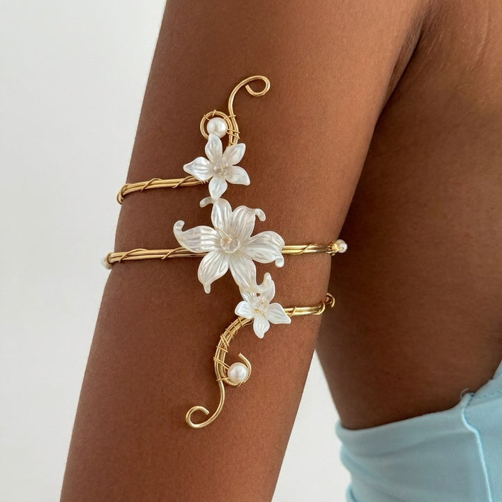 Ethereal Flower Pearl Buds Art Swirls Armlet - Style #5 - image 11