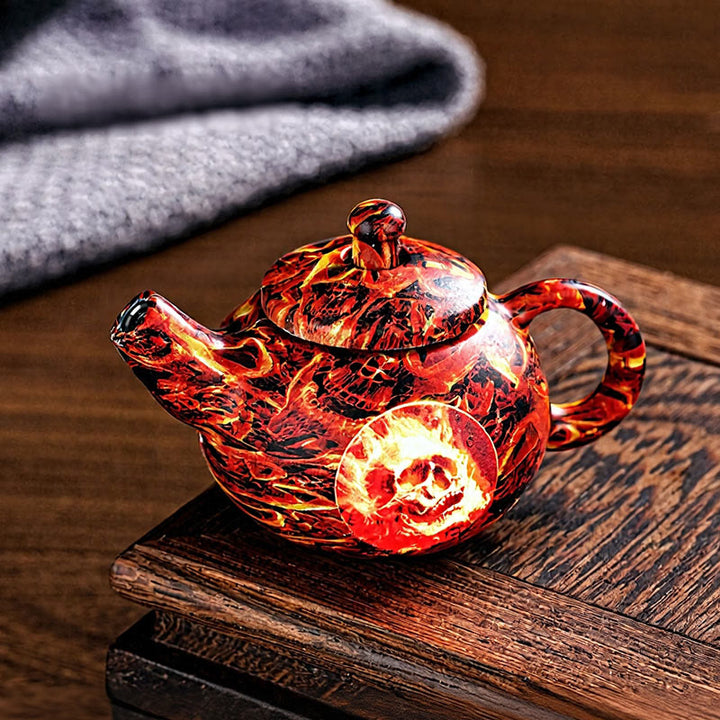 Heritage Flame Porcelain Teapot Rotating Butane Lighter - Red Flame - image 3