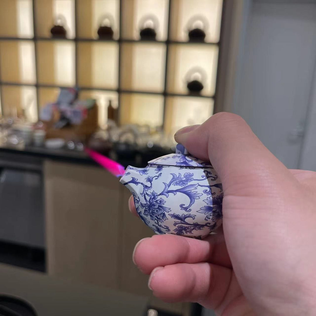 Heritage Flame Porcelain Teapot Rotating Butane Lighter - Porcelain Glaze - image 8
