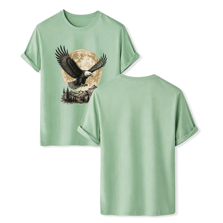 Vintage Bald Eagle Full Moon Mountain Graphic Western T-shirt - Green - 2XL - image 10