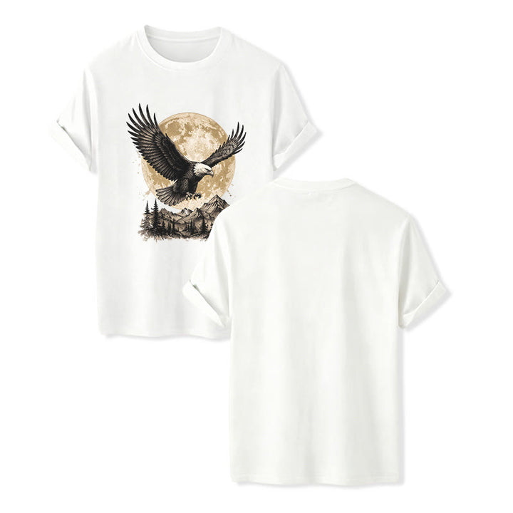 Vintage Bald Eagle Full Moon Mountain Graphic Western T-shirt - White - 2XL - image 5
