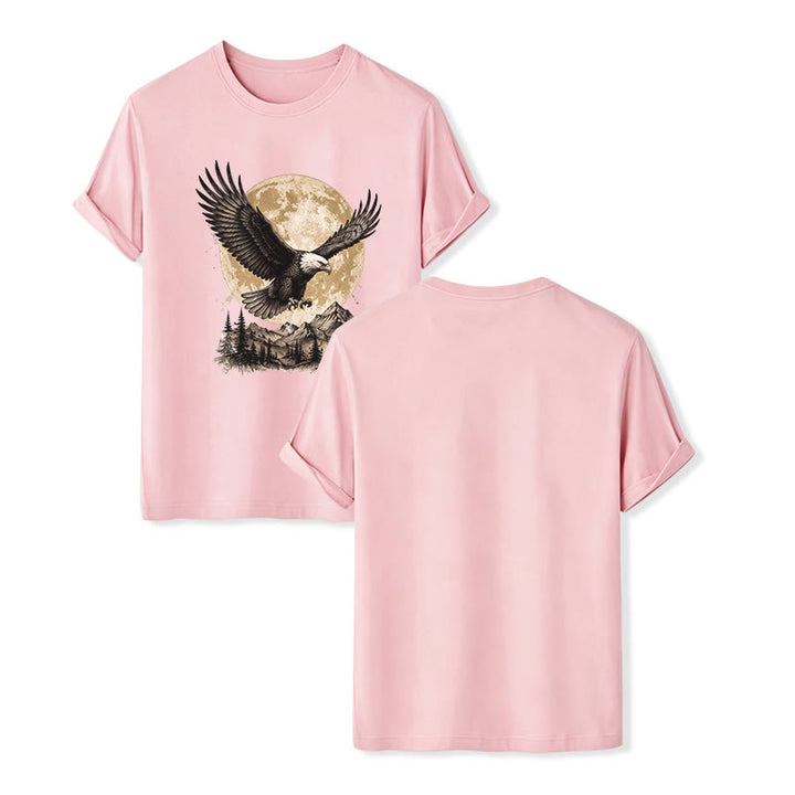 Vintage Bald Eagle Full Moon Mountain Graphic Western T-shirt - Pink - 2XL - image 7
