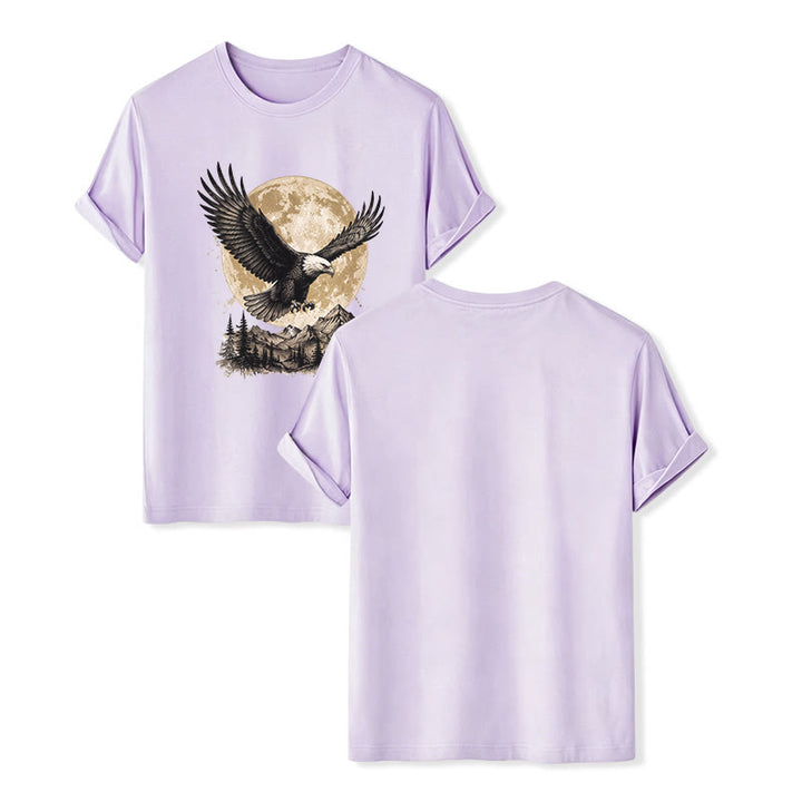 Vintage Bald Eagle Full Moon Mountain Graphic Western T-shirt - Violet - 2XL - image 11