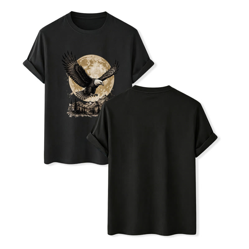 Vintage Bald Eagle Full Moon Mountain Graphic Western T-shirt - Black - 2XL - image 12