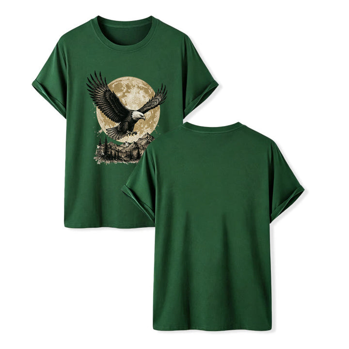 Vintage Bald Eagle Full Moon Mountain Graphic Western T-shirt - Dark Green - 2XL - image 13
