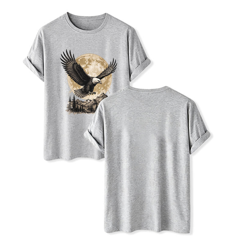 Vintage Bald Eagle Full Moon Mountain Graphic Western T-shirt - Gray - 2XL - image 8
