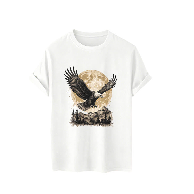 Vintage Bald Eagle Full Moon Mountain Graphic Western T-shirt - image 4