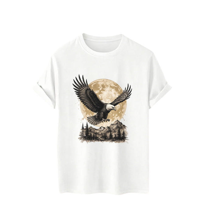 Vintage Bald Eagle Full Moon Mountain Graphic Western T-shirt - image 4