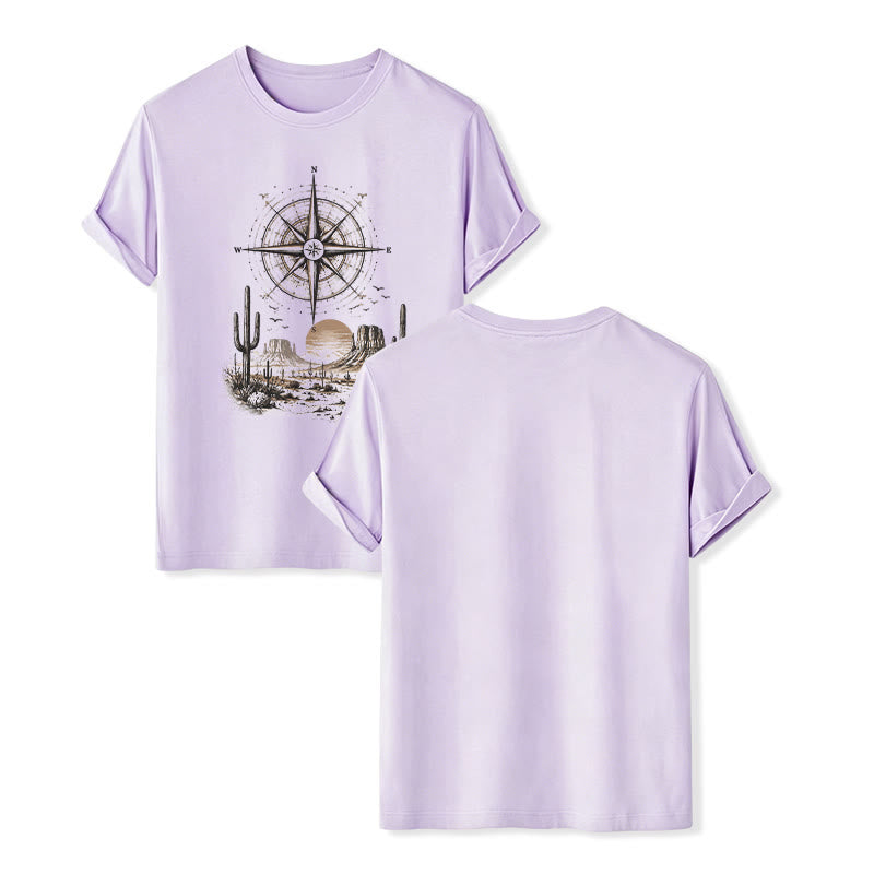 Western Desert Cactus Compass Graphic Print Shirt - Violet - 2XL - image 11