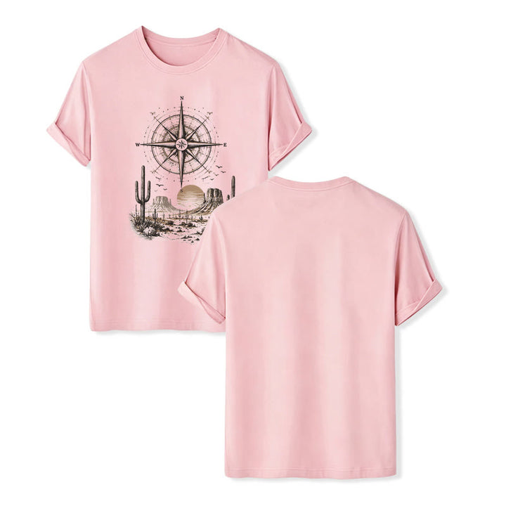 Western Desert Cactus Compass Graphic Print Shirt - Pink - 2XL - image 7