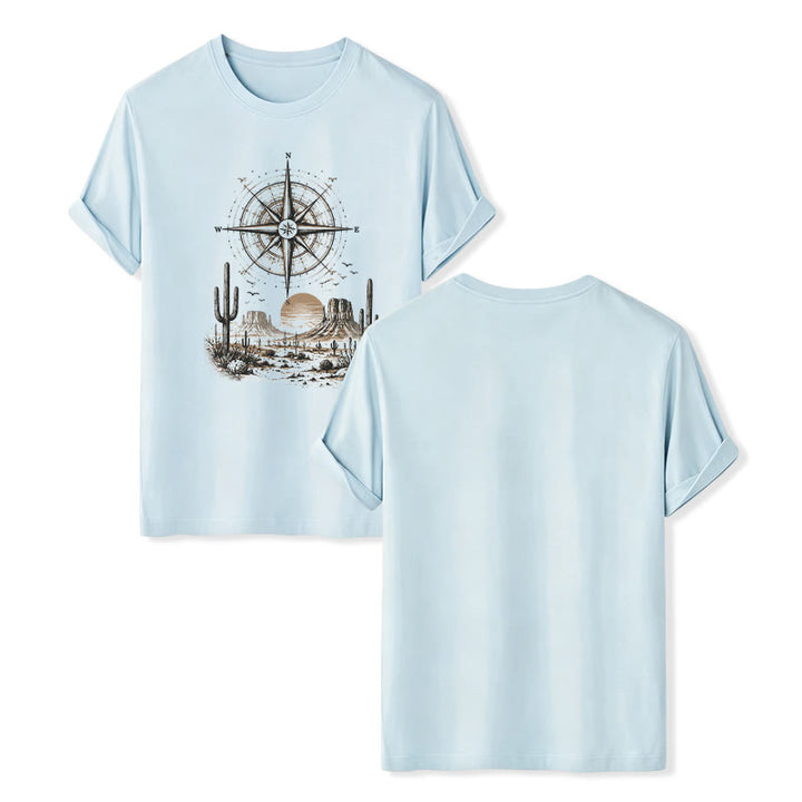 Western Desert Cactus Compass Graphic Print Shirt - Blue - 2XL - image 9