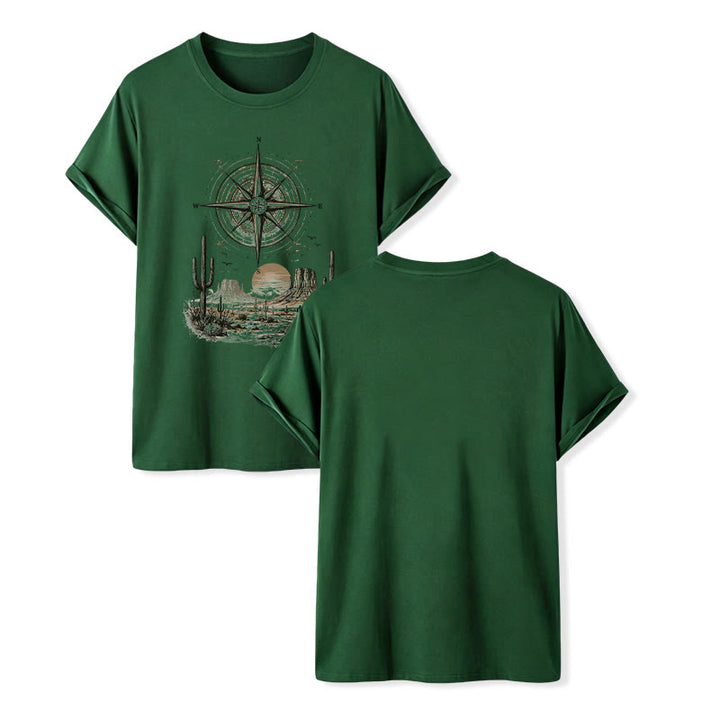 Western Desert Cactus Compass Graphic Print Shirt - Dark Green - 2XL - image 13