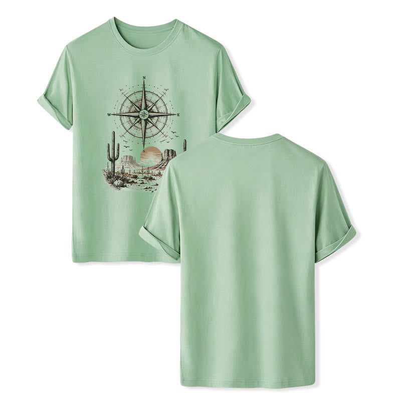 Western Desert Cactus Compass Graphic Print Shirt - Green - 2XL - image 10