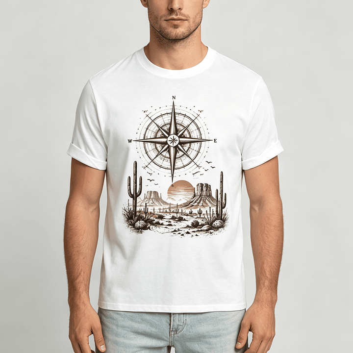 Western Desert Cactus Compass Graphic Print Shirt - image 1