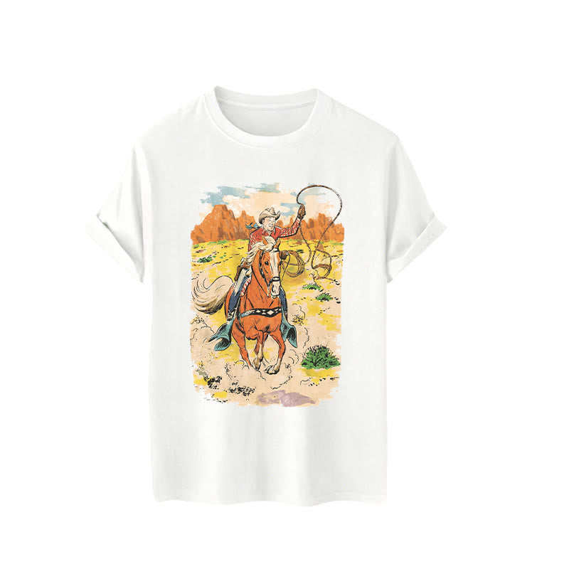 Comic Style Retro Cowboy Lasso Western Shirt - image 4