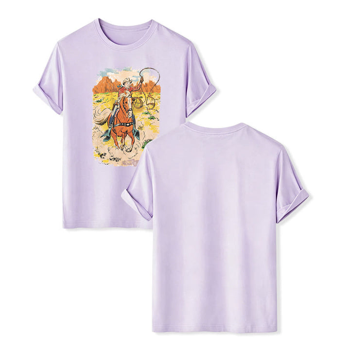 Comic Style Retro Cowboy Lasso Western Shirt - Violet - 2XL - image 11