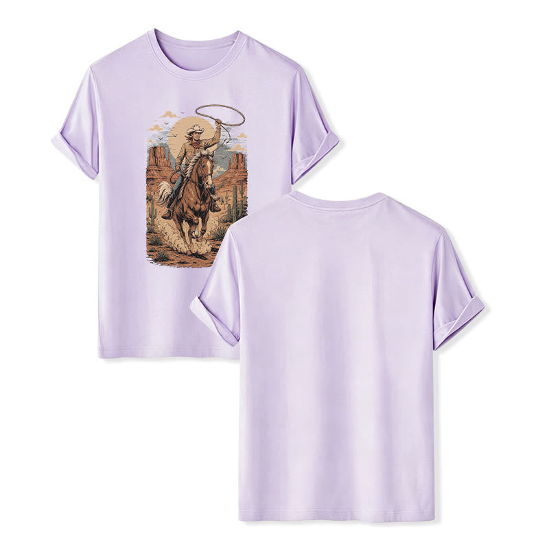 Retro Canyon Cowboy Lasso Graphic Print Shirt - Violet - 2XL - image 11