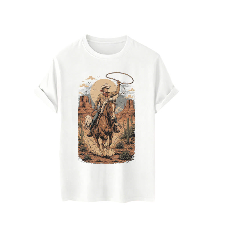 Retro Canyon Cowboy Lasso Graphic Print Shirt - image 4