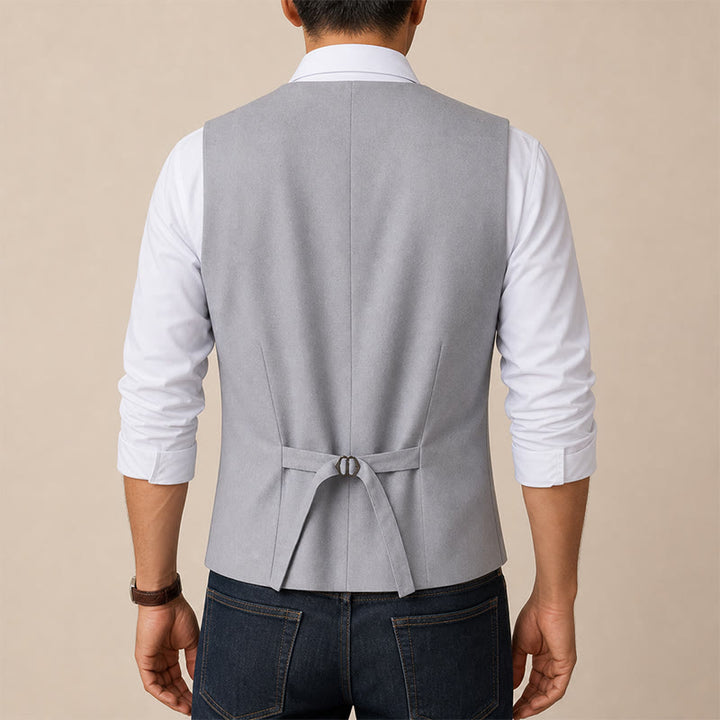 Groomsmen Linen Beach Wedding V-Neck Dress Vest - image 2