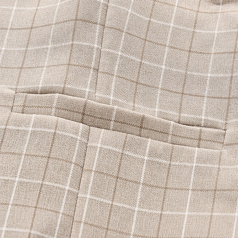 Light Khaki Windowpane Plaid Gentleman Suit Vest - image 6