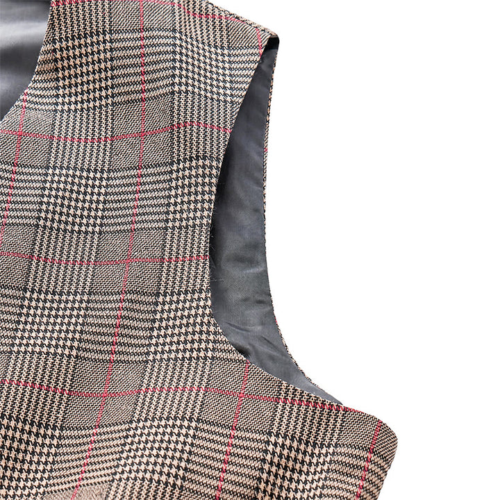 Vintage Heritage Style Checkered V-Neck Suit Vest - image 7