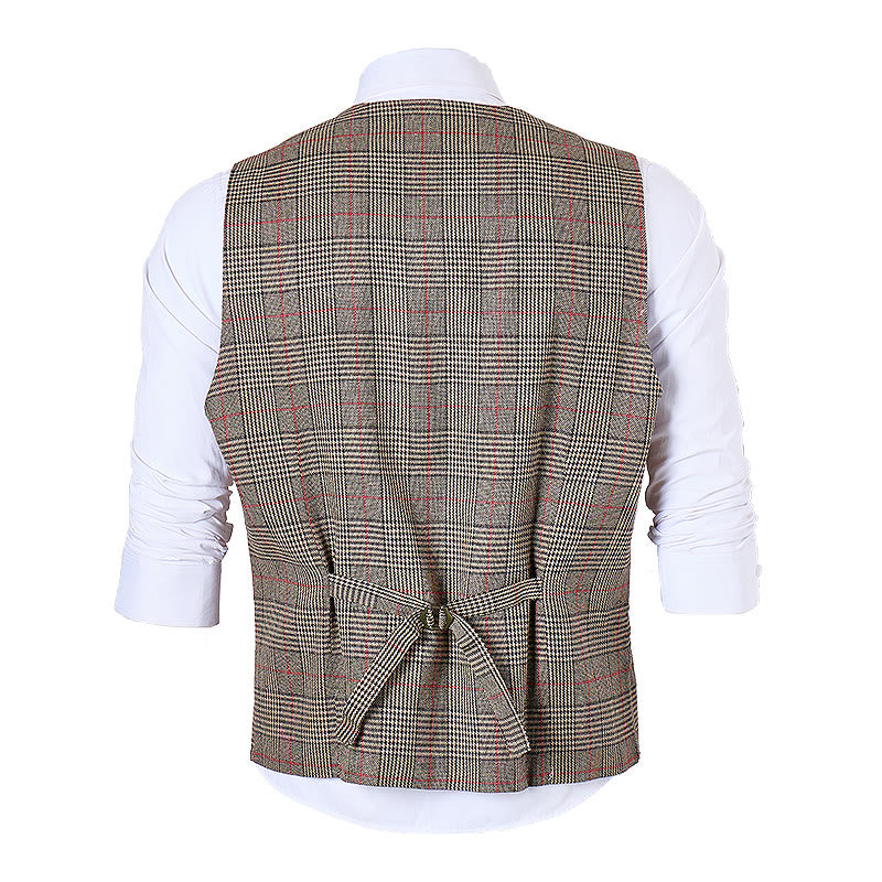 Vintage Heritage Style Checkered V-Neck Suit Vest - image 10