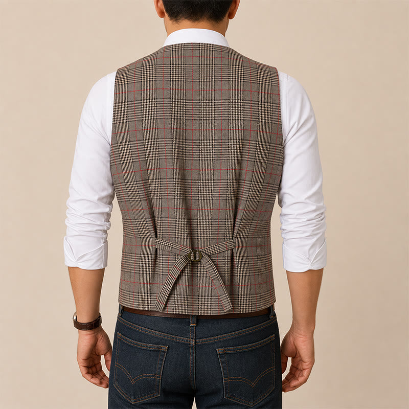 Vintage Heritage Style Checkered V-Neck Suit Vest - image 2