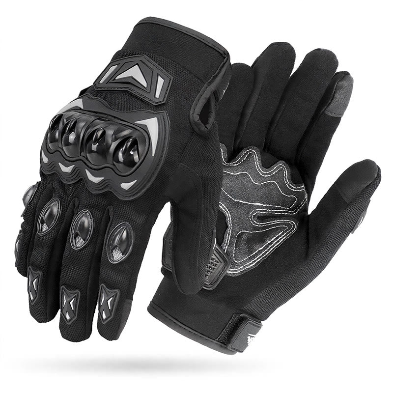 Full Finger Touchscreen Moto Gloves With Hard Knuckle Protection - Black - XXL - image 2