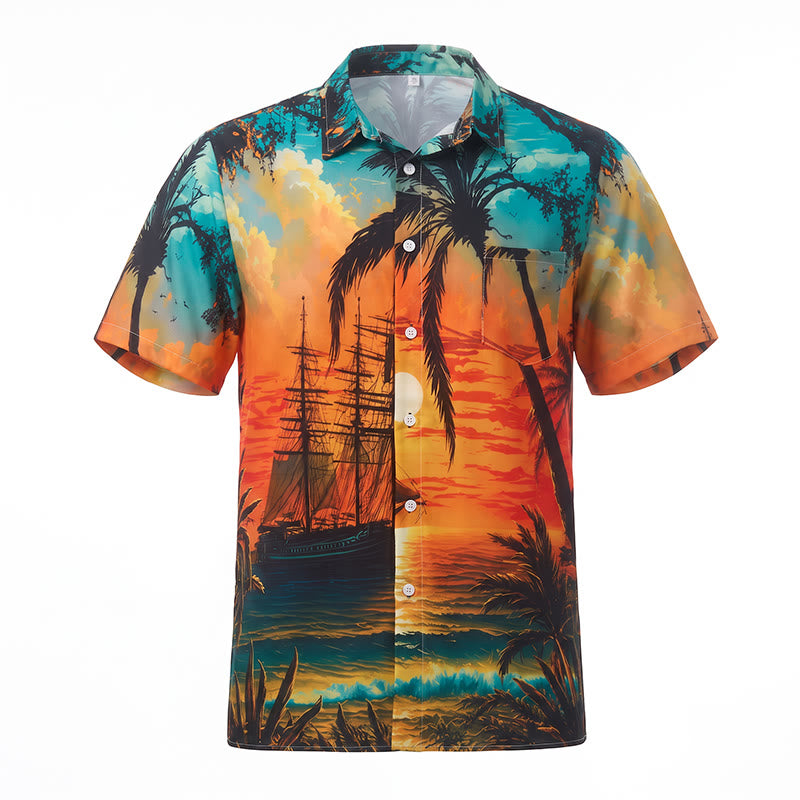 Men's Summer Travel Tropical Beach Sunset Printed Shirt - image 9