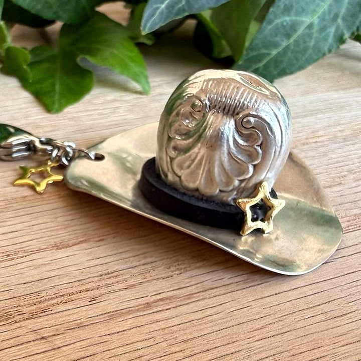 Cute Mini Floral Carving Cowboy Hat Keychain - Style #2 - image 1