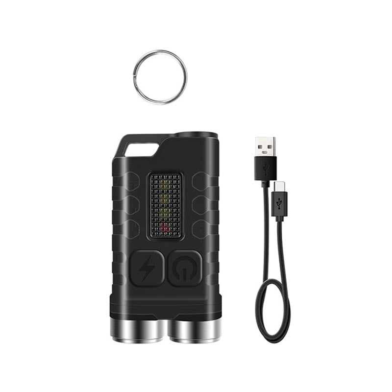 Outdoor Mini LED Dual Beam Rechargeable Flashlight Keychain - Black - image 2