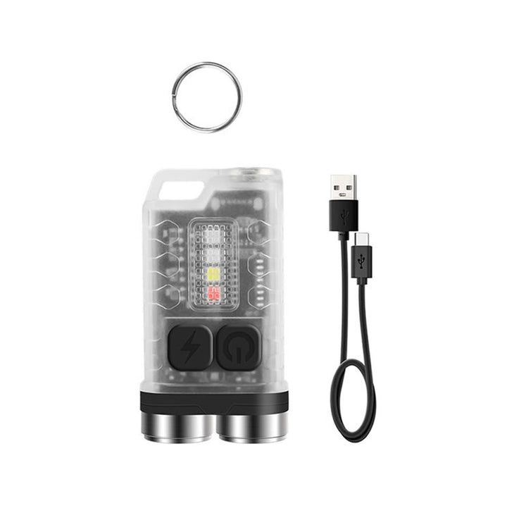 Outdoor Mini LED Dual Beam Rechargeable Flashlight Keychain - Fluorescent White - image 11
