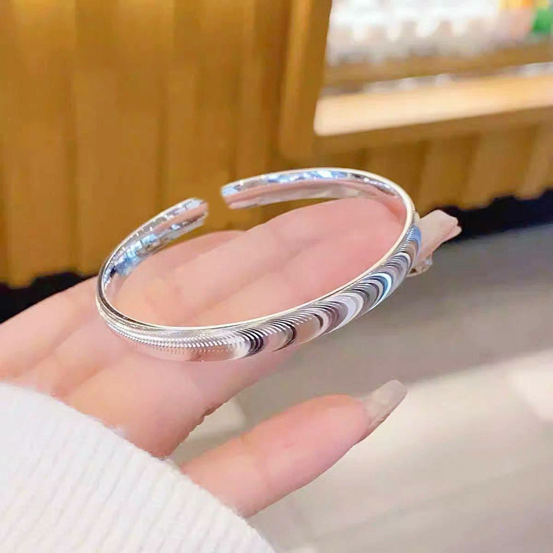 Minimalist Designer Wave-Inspired Silver Open Cuff Bracelet - Silver - image 1