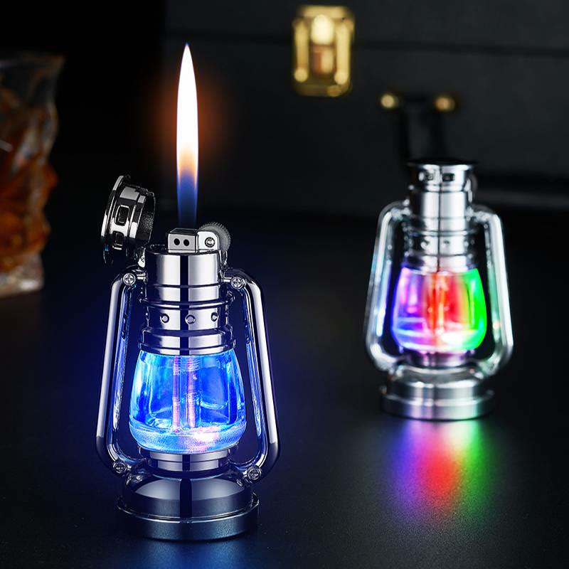 Creative Oil Lamp Shape Colorful Light Butane Lighter - image 0