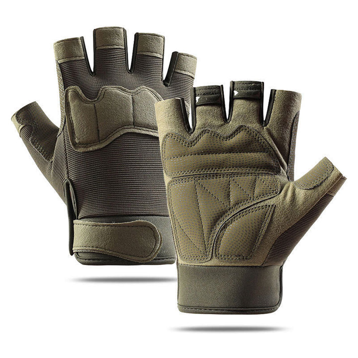 Breathable Army Training Half Finger Tactical Gloves - Army Green - XL - image 9