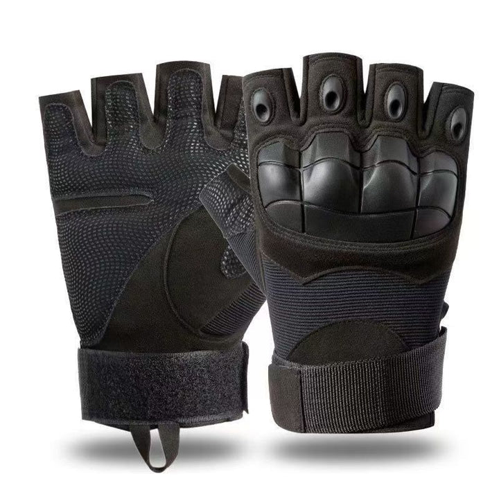 Minimalist Tactical Aesthetic Military Half Finger Gloves - Black - XL - image 4