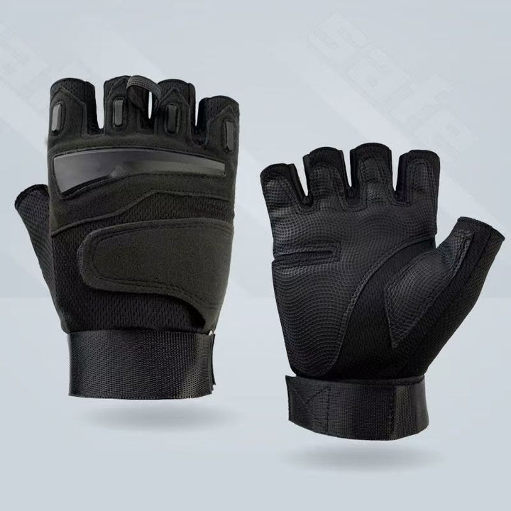 Cycling & Motorcycle Half Finger Gloves With Hard Shell Protection - Black - XL - image 7