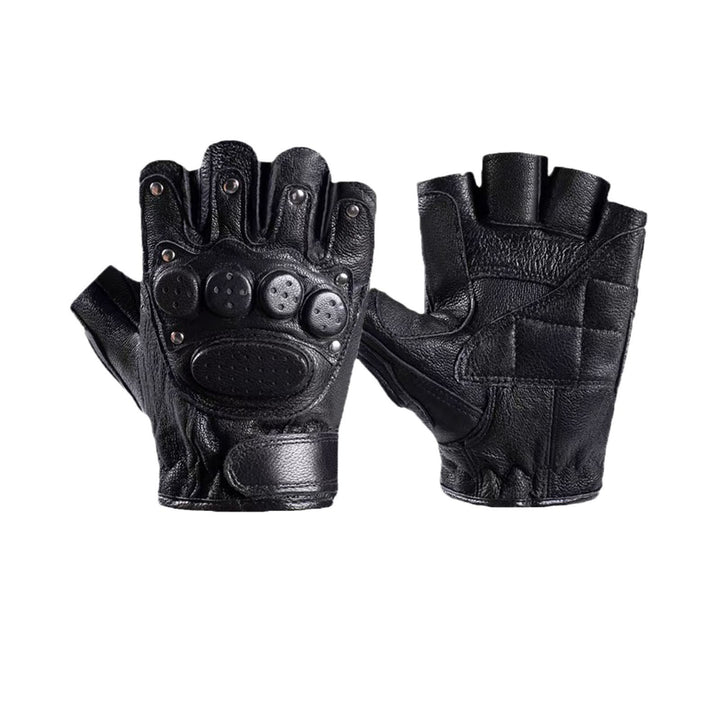 Motorcycle Black Sheepskin Leather Gloves With Hard Knuckle Armor - image 7