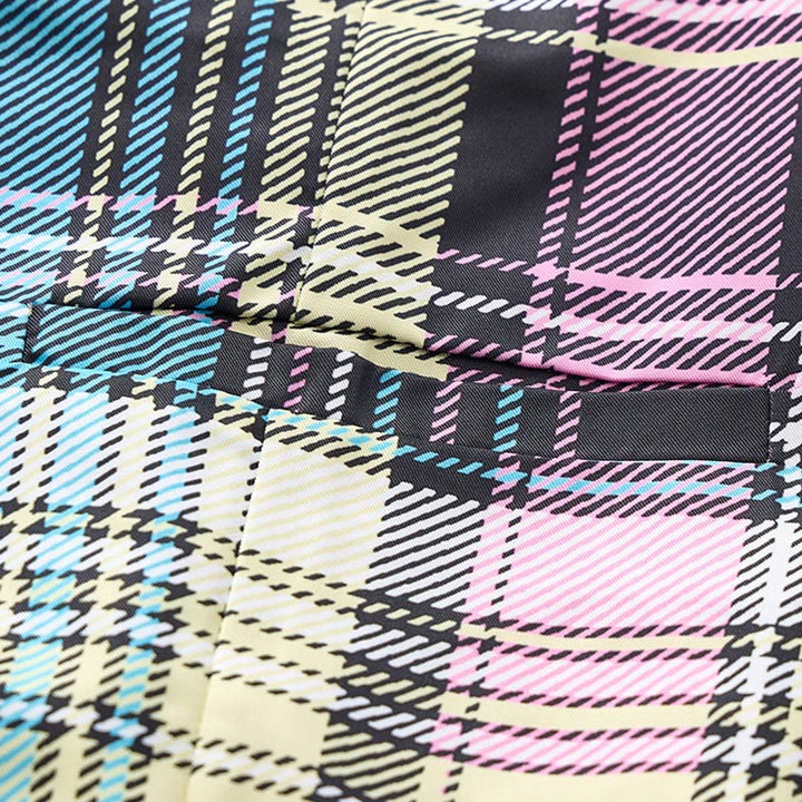 Colorful Tartan Plaid Statement Festive Suit Vest - image 6