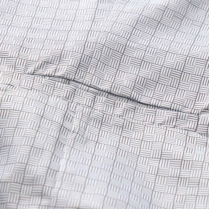 Minimalist Silver Grey Grid Pattern V-Neck Suit Vest - image 6