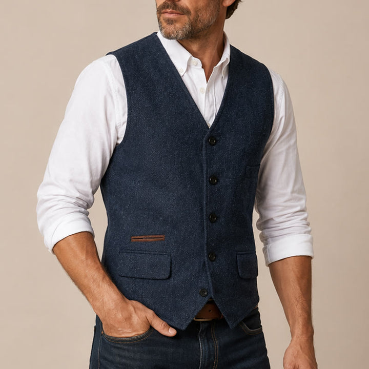 Men's Classic Western Tweed Herringbone Suit Vest - image 3