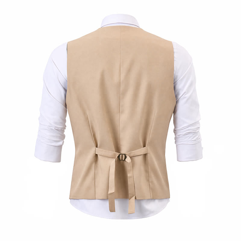 Men's Modern Cowboy Waistcoat Double-breasted Suit Vest With Brooch - image 11