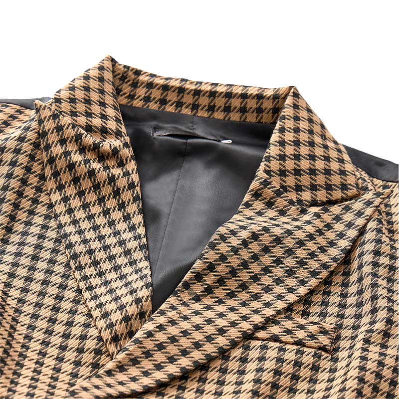 Men's Houndstooth Plaid Middle Ages Style Suit Vest - image 4